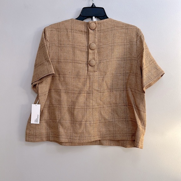 lisa marie fernandez natural windowpane basketweave linen trapeze t-shirt - Picture 6 of 6